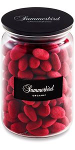 Summerbird - Raspberry Red Mandler, Glas - Chokolade