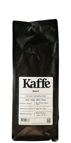 Espresso Napoli 500 g. (Hele bønner) - Bedst før: 06.12.2025