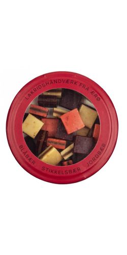 Hattesen Lakridskonfekt, Rød Æske, Blåbær/Stikkelsbær/Jordbær