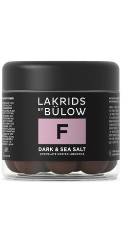 Lakrids by Bülow "F" Dark & Seasalt 125 g. - Bedst før: 17.10.2025