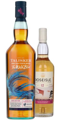 Talisker Wild Blue + 1 flaske Roseisle 12 års 20 cl.