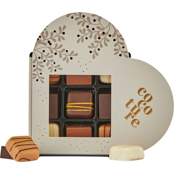 Cocoture, 9 stk. fyldte chokolader og konfektstykker i Hjerteæske
